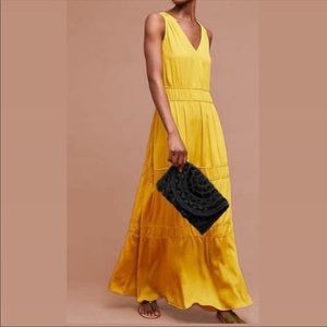 Anthropologie Dolan yellow tiered maxi dress size small